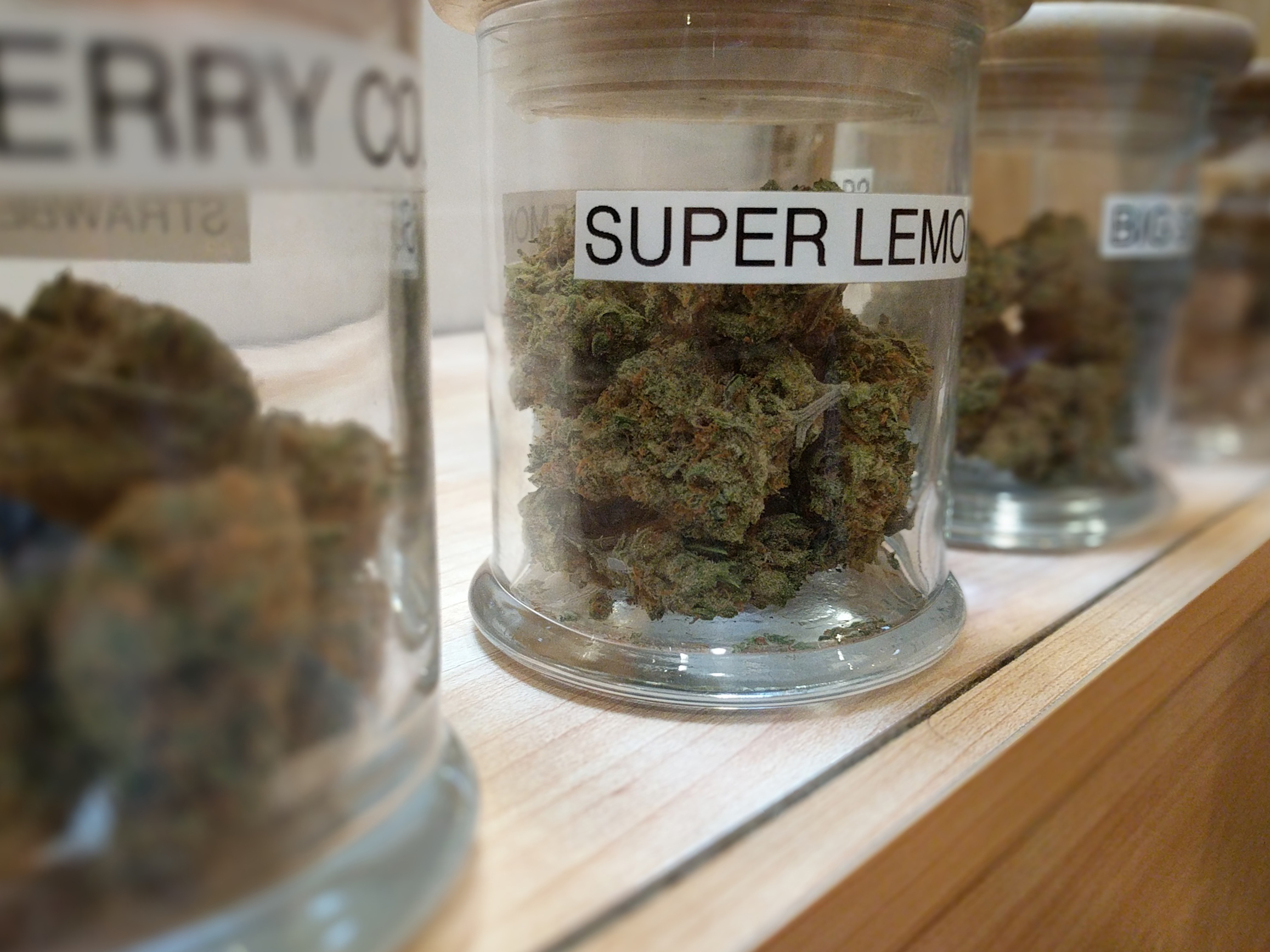 Cannabis dispensary interior shelving